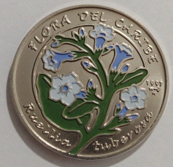 Producto - Cuba 1 peso 1997 flora del caribe (ruellia tuberosa)