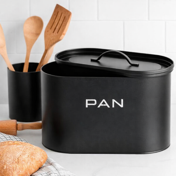 Producto - Lata para pan acero design negro hermetico