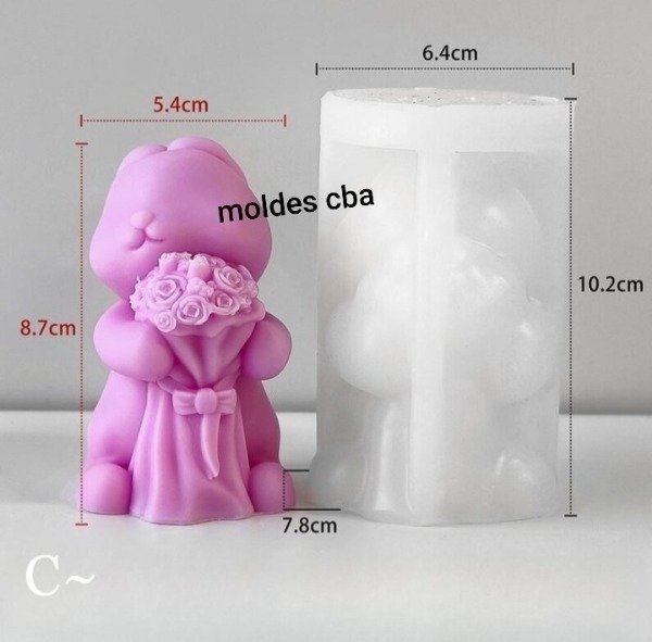 Producto - Molde silicona conejito con ramo - 2