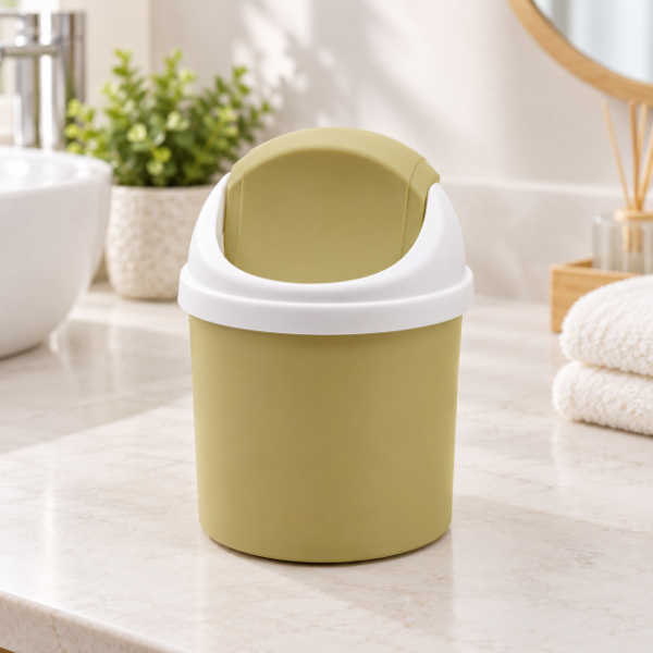 Producto - CESTO PEQUEÑO MESADA ESCRITORIO TAPA VAIVEN REDONDO 1.5LT 13x19cm SURTIDO - 1
