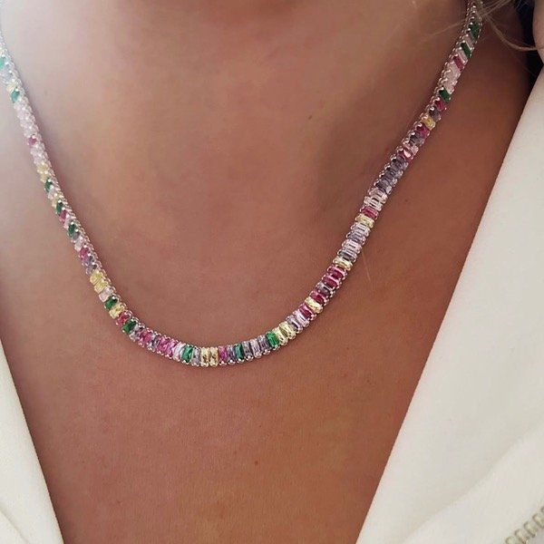 Producto - Gargantilla Cinta cubic multicolor (Plata 900)