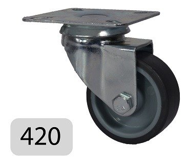 Producto - Rueda de PVC Gris con Soporte Giratorio - RH420