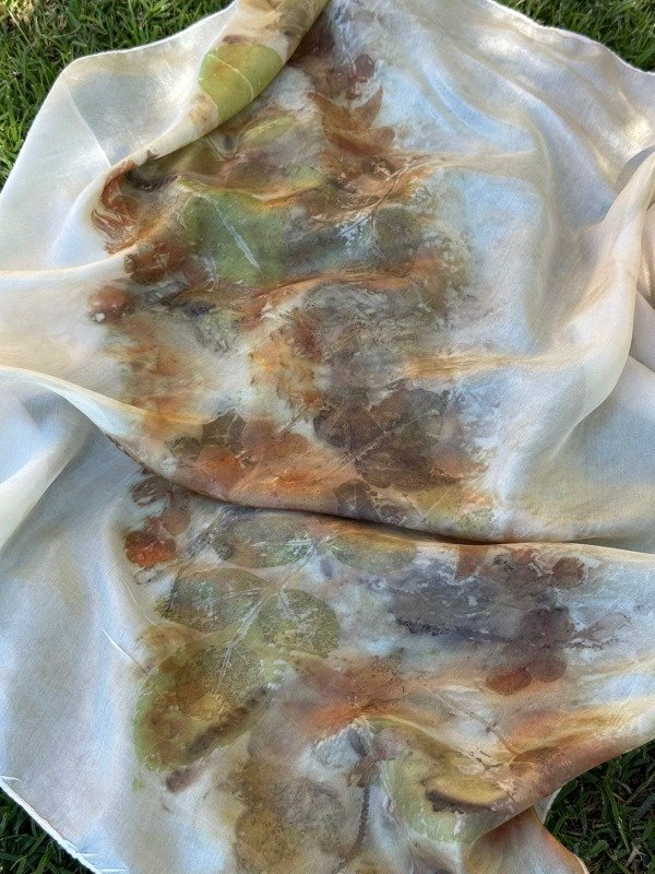 Producto - Pañuelo Medium ECOPRINT Seda Natural ROSÉ