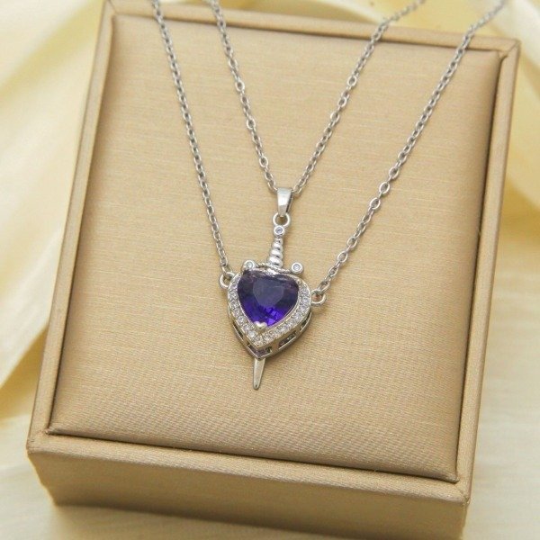 Producto - Collar Para Compartir Heartb duo Espada y Corazón Violeta