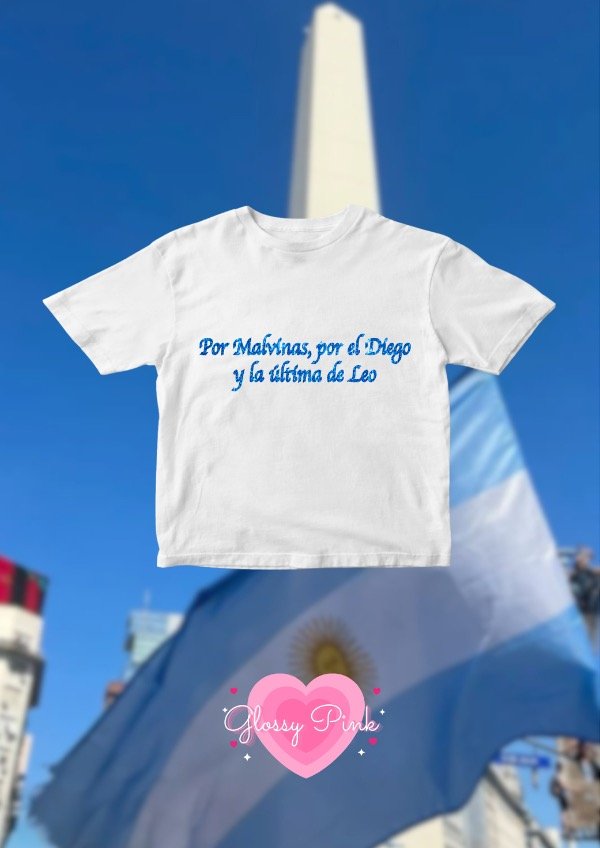Producto - Baby Tee Por Malvinas - VINILO TEXTIL GLITTER