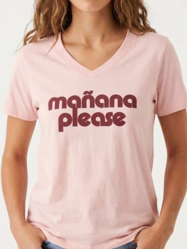 Producto - Remera Cuello V Algodón 24/1 Estampa "Please" (Art. 6068)