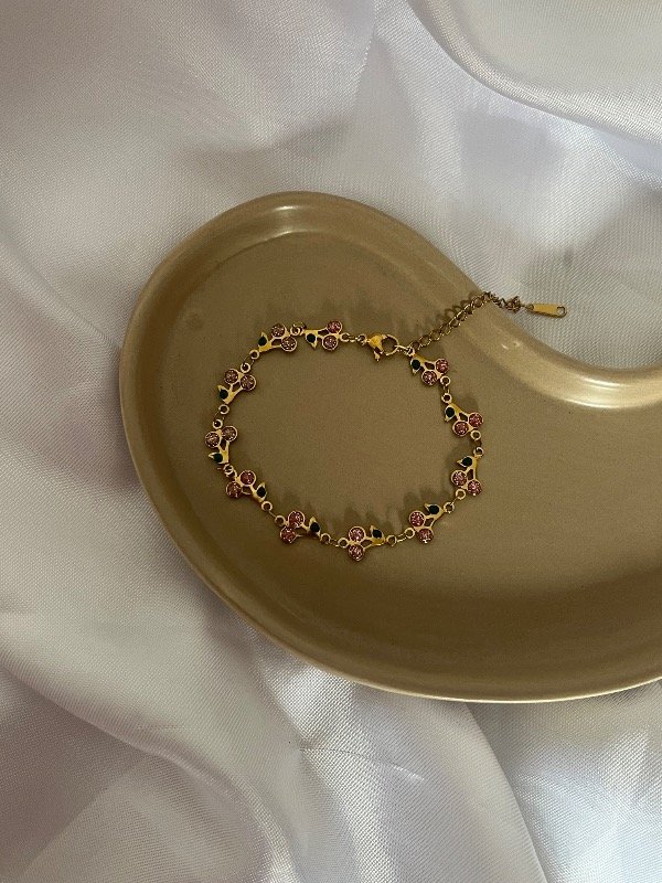 Producto - Pulsera cherry - acero dorado
