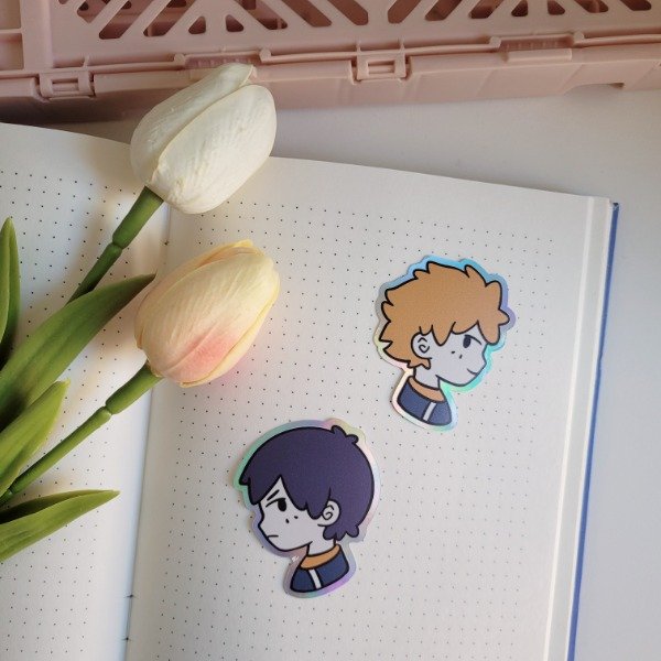 Producto - Stickers holográficos - Hinata y Kageyama cabecitas