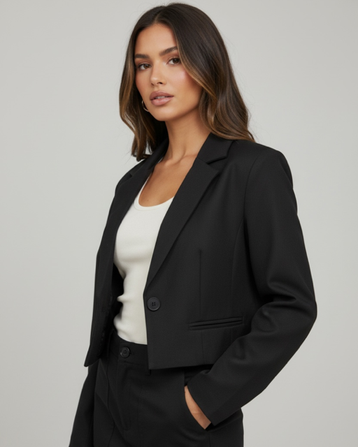 Producto - BLAZER SASTRERO CROP 2 BOLSILLOS BLACK 0675 - 0