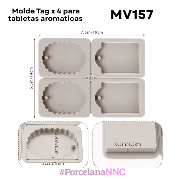 Producto - Molde Tag x 4 para tabletas aromaticas MV157