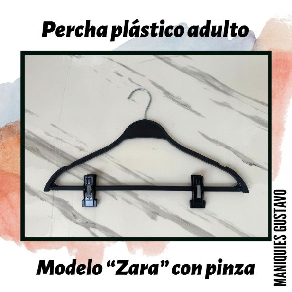 Producto - Percha plástico premium adulto negra con pinza