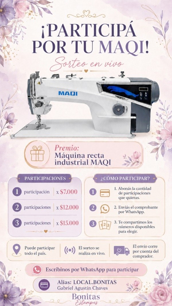 Producto - Sorteo Rifa Maquina industrial semi automatica MAQI