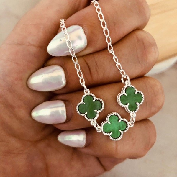 Producto - Tobillera Van Cleef Verde inglés Plata 900