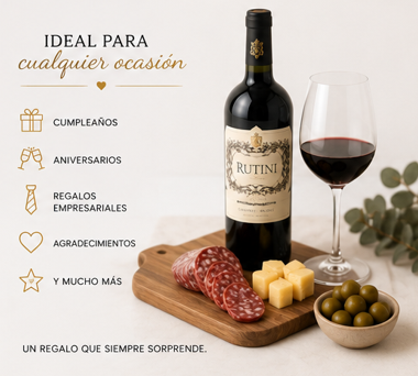 Producto - Caja Regalo Gourmet Rutini Cabernet Malbec con Picada y Copa - 5