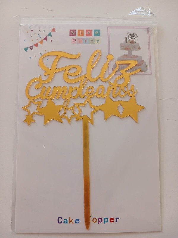 Producto - Cake Topper Acrílico "FC" Dorado M04