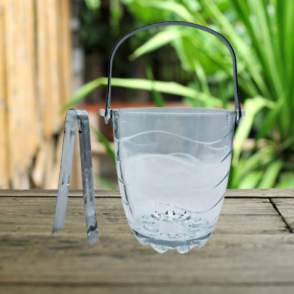 Producto - Hielera de vidrio con pinza y manija metálica