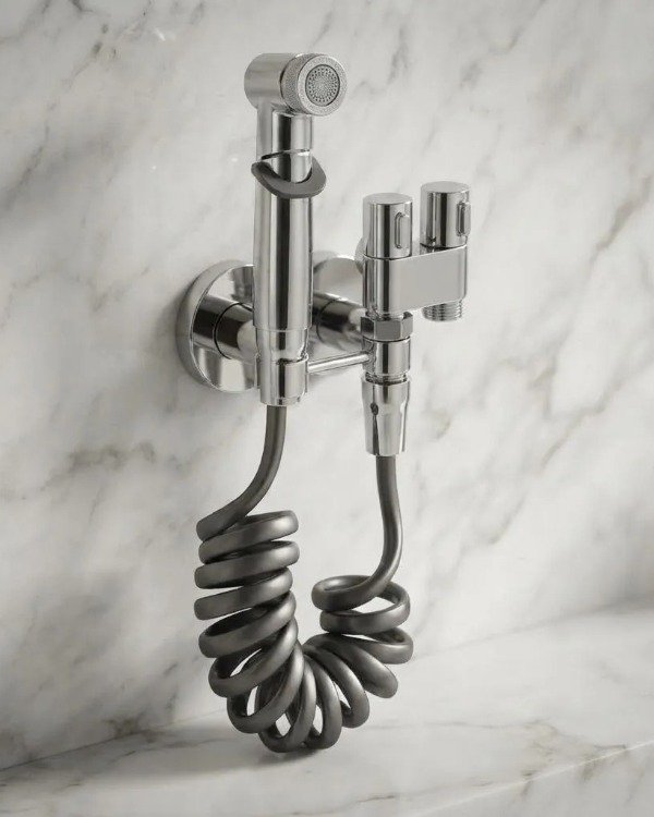 Producto - Duchador Bidet De Mano Premium Plata Cromado Con Doble Comando - 2