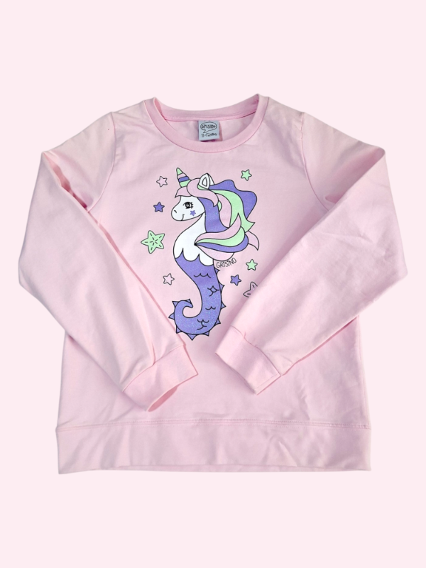 Producto - Buzo rustico color rosa con unicornio Grisino 10/12 años