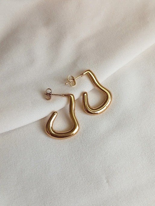 Producto - Aros chunky irregulares- Acero dorado