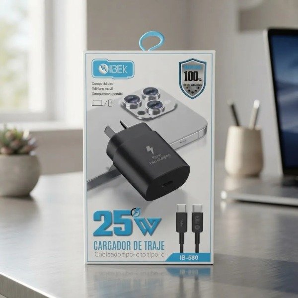 Producto - Cargador IBEK 25W con Cable C a C IB 580 - 4