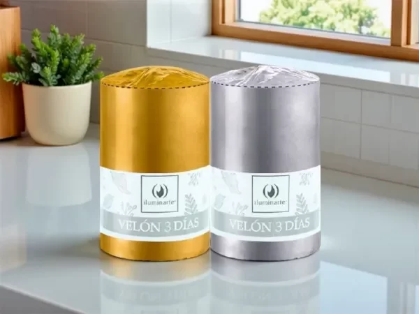 Producto - VELON 3 DIAS ILUMI. ORO/PLATA 8X5 CM
