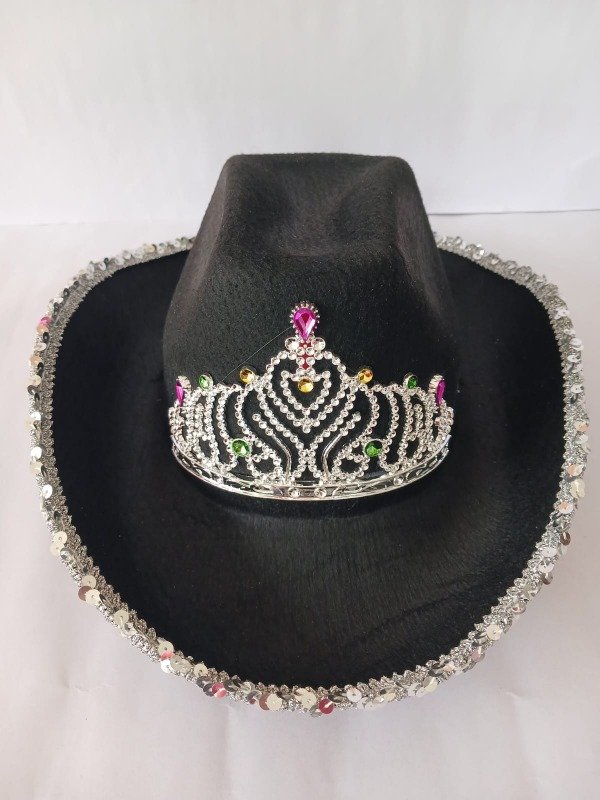 Producto - Sombrero CowBoy c/Corona y Lentejuelas - Negro
