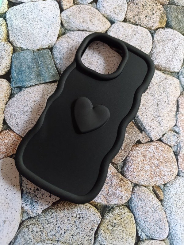 Producto - Funda silicone Nube corazón iPhone 16 Pro negra