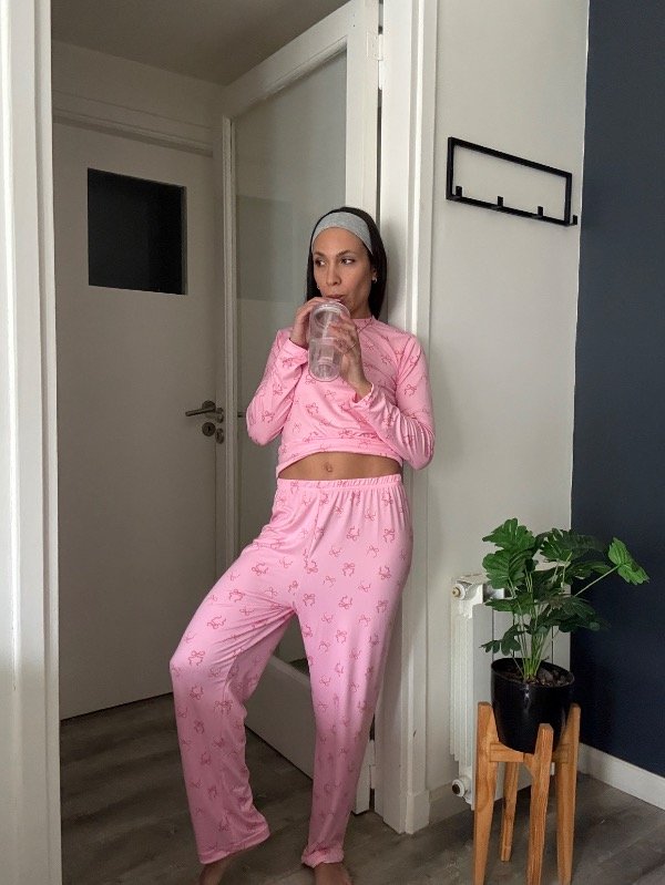 Producto - Pijama Algodon Soft Rosa con Moñitos Rosados