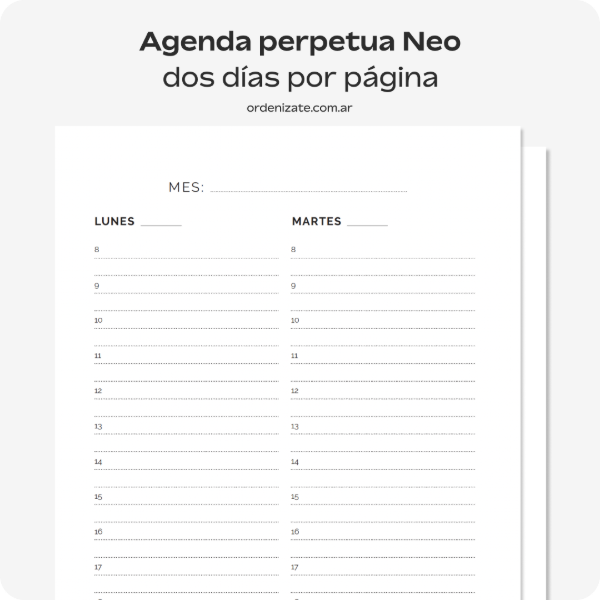 Producto - Agenda perpetua NEO dos días por página