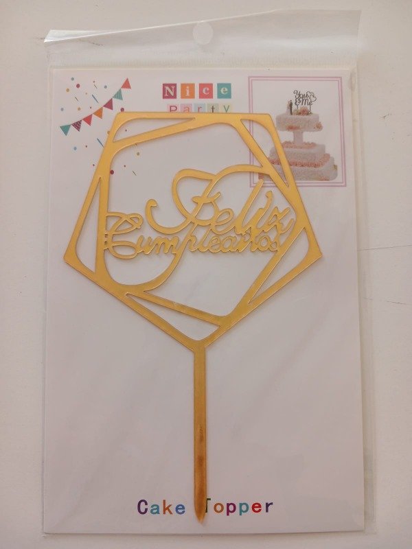 Producto - Cake Topper Acrílico "FC" Dorado M05