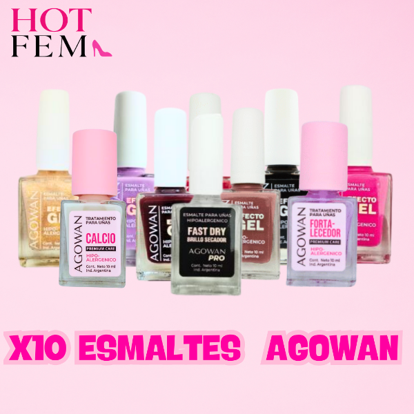 Producto - 10 ESMALTES TRADICIONALES AGOWAN  HOT-FEM