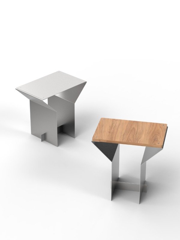 Producto - Banco T - Banco de acero inoxidable y madera para cafés, locales y hogares - 11