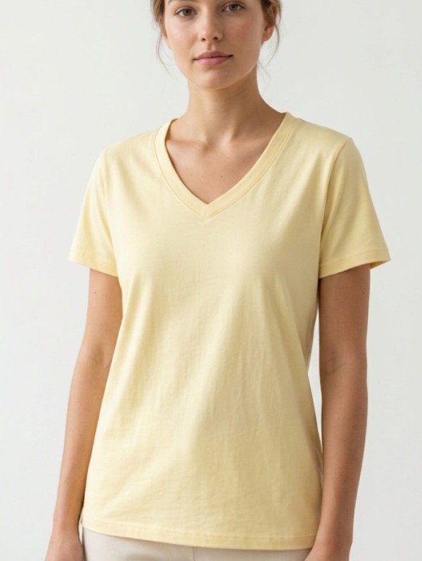 Producto - Manga Corta Cuello V Lisa Algodón Ice (Art.6029)