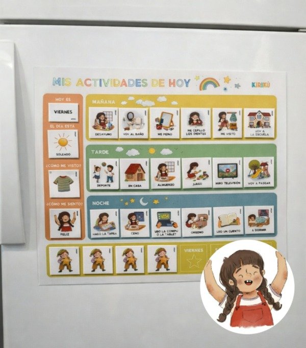 Producto - Lámina Magnética de Rutinas Visuales -Nena- (HELADERA) KIRIKÚ
