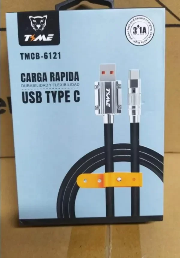 Producto - Cable De Datos Tipo C 3.1a Punta Metal Reforzado Time Negro