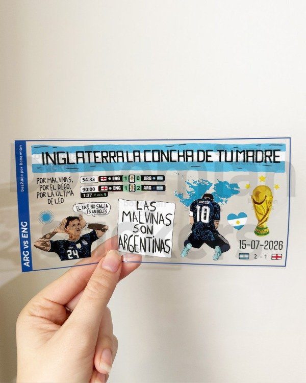 Producto - Plancha de stickers en DTF UV ARGENTINA vs INGLATERRA - Stickers DTF UV