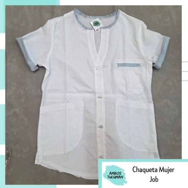 Producto - Chaqueta Eco Blanca detalle Celeste