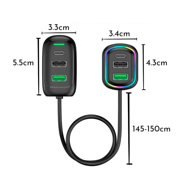 Producto - Cargador para auto  2 type-+4USB - 4
