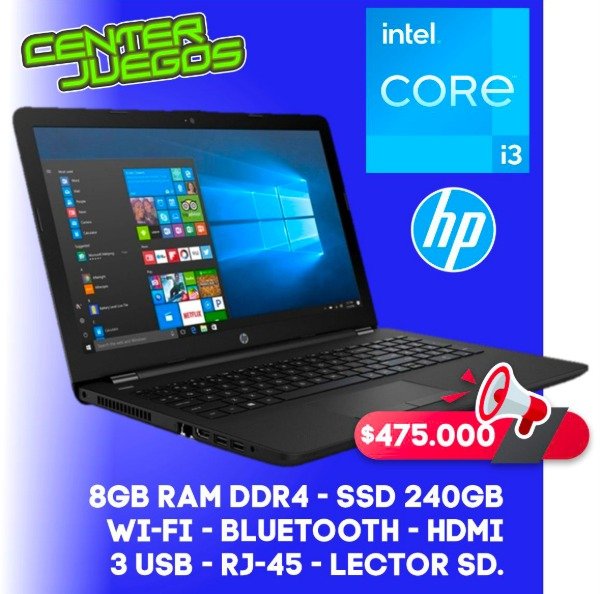 Producto - NOTEBOOK HP 15-BS024LA - INTEL I3 -  8GB DDR4 - 240GB SSD - USADA CON GARANTIA