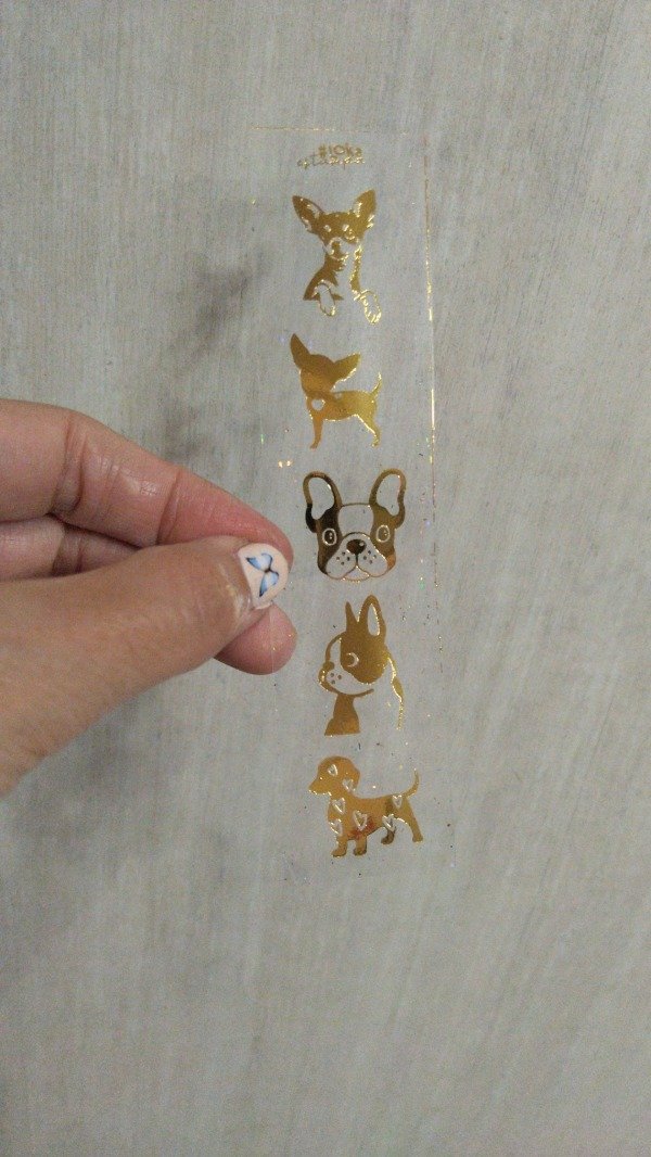 Producto - Estampas SHINE Acetato 3,5x14,5cm Perritos Oro