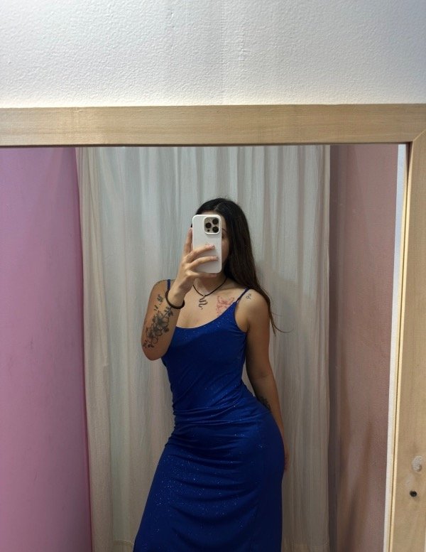 Producto - vestido glitter azul largo