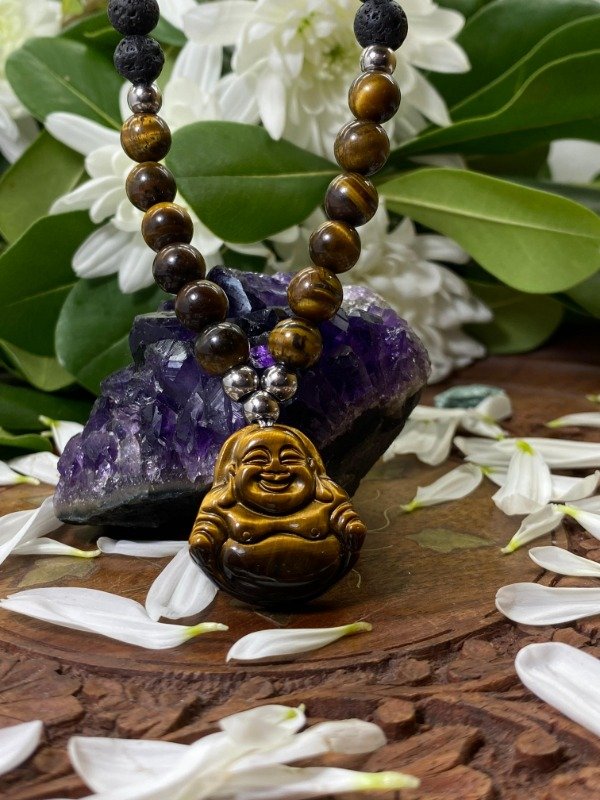 Producto - Collar talismanico Buda de Piedra ojo de tigre 047