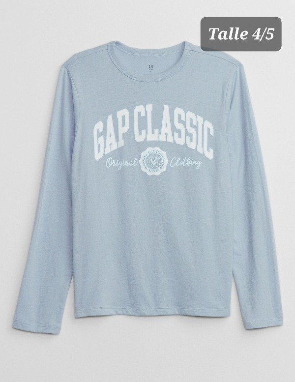 Remera manga larga gap talle 4/5 celeste