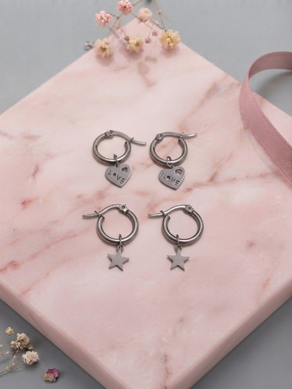 Producto - Aros argolla con dije pack x 2