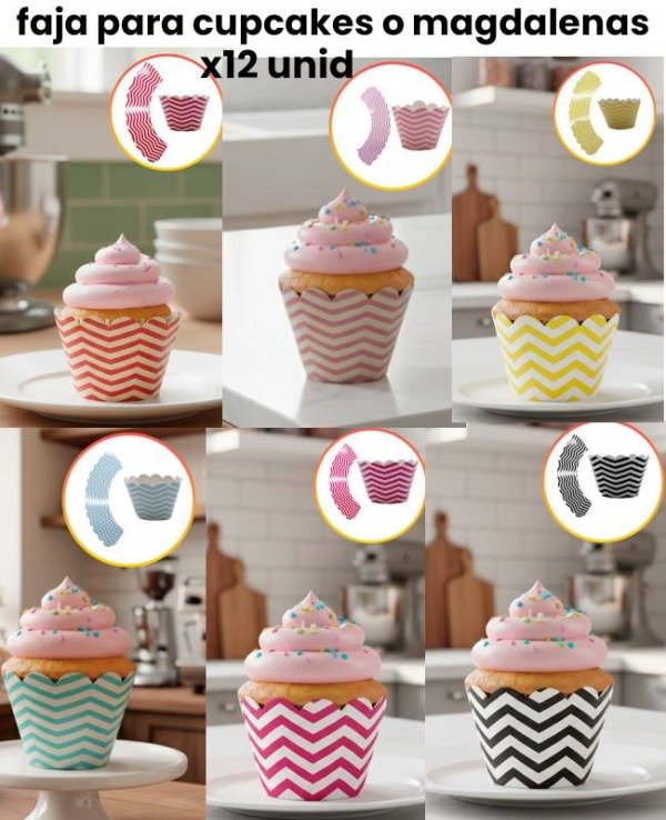 Producto - Faja para cupcakes o magdalenas zig zag x 12 un