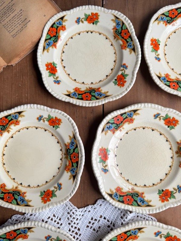 Producto - 6 Platos de postre de loza inglesa Wood Ivory Ware oferta
