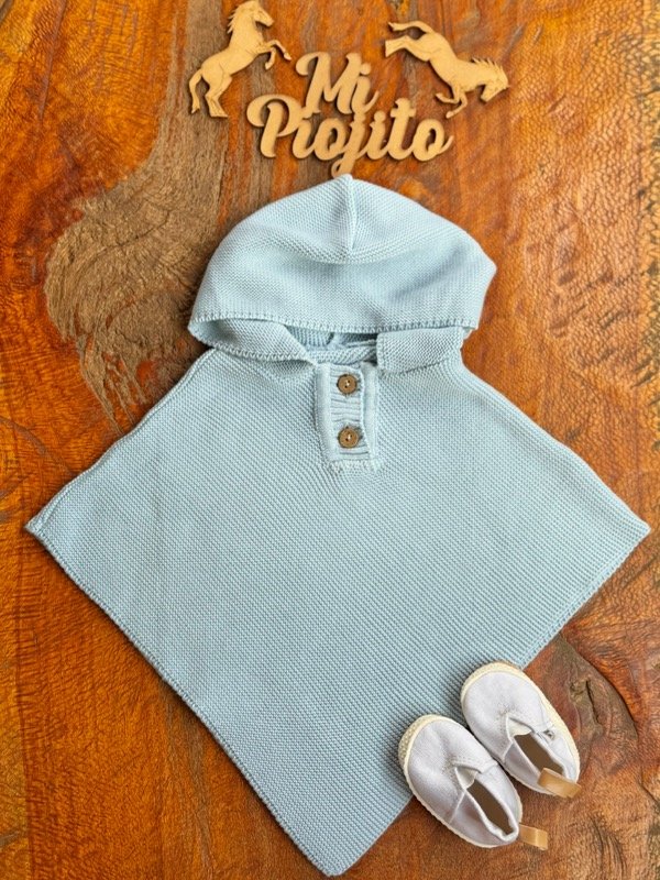 Producto - Poncho de hilo Celeste Pastel - 0