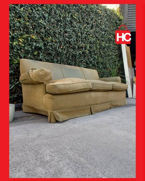Producto - Gran sillón sofá de 3 cuerpos tapizado con cubre apoyabrazos a tono 2,20m - 2