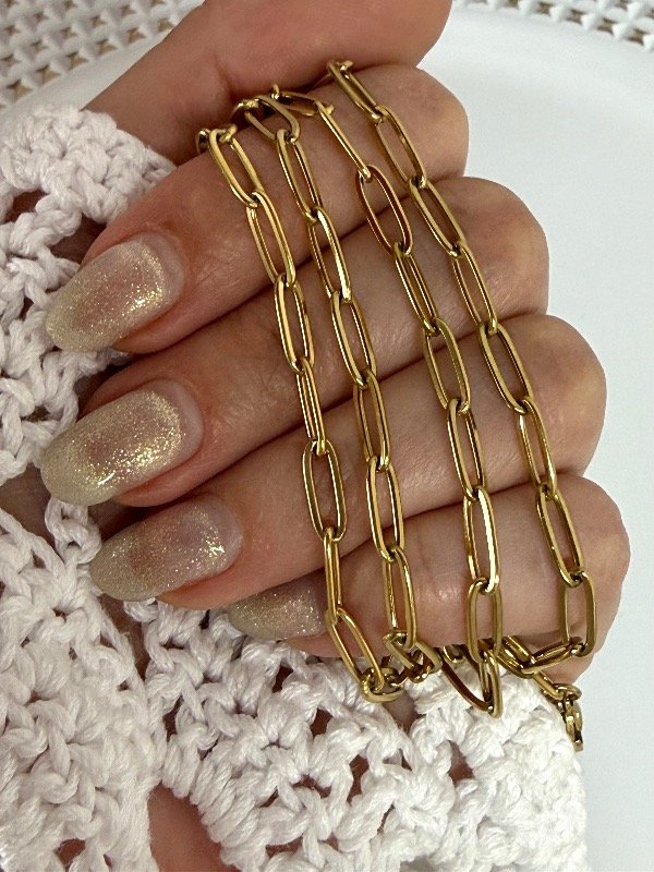 Producto - CD172 Cadena eslabón long largo 70 cm acero dorado