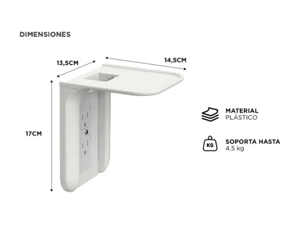 Producto - Soporte para enchufe tomacorriente de pared -plastico -white -Gadnic (SOP00075) - 2